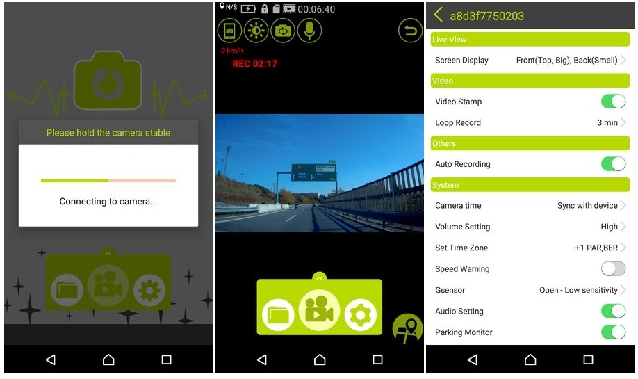GS980D aplikace od DOD (Android/iOS) na chytré telefony či tablety