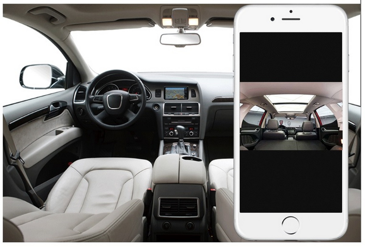 kamery do auta sledování obrazu přes app mobil smartphone